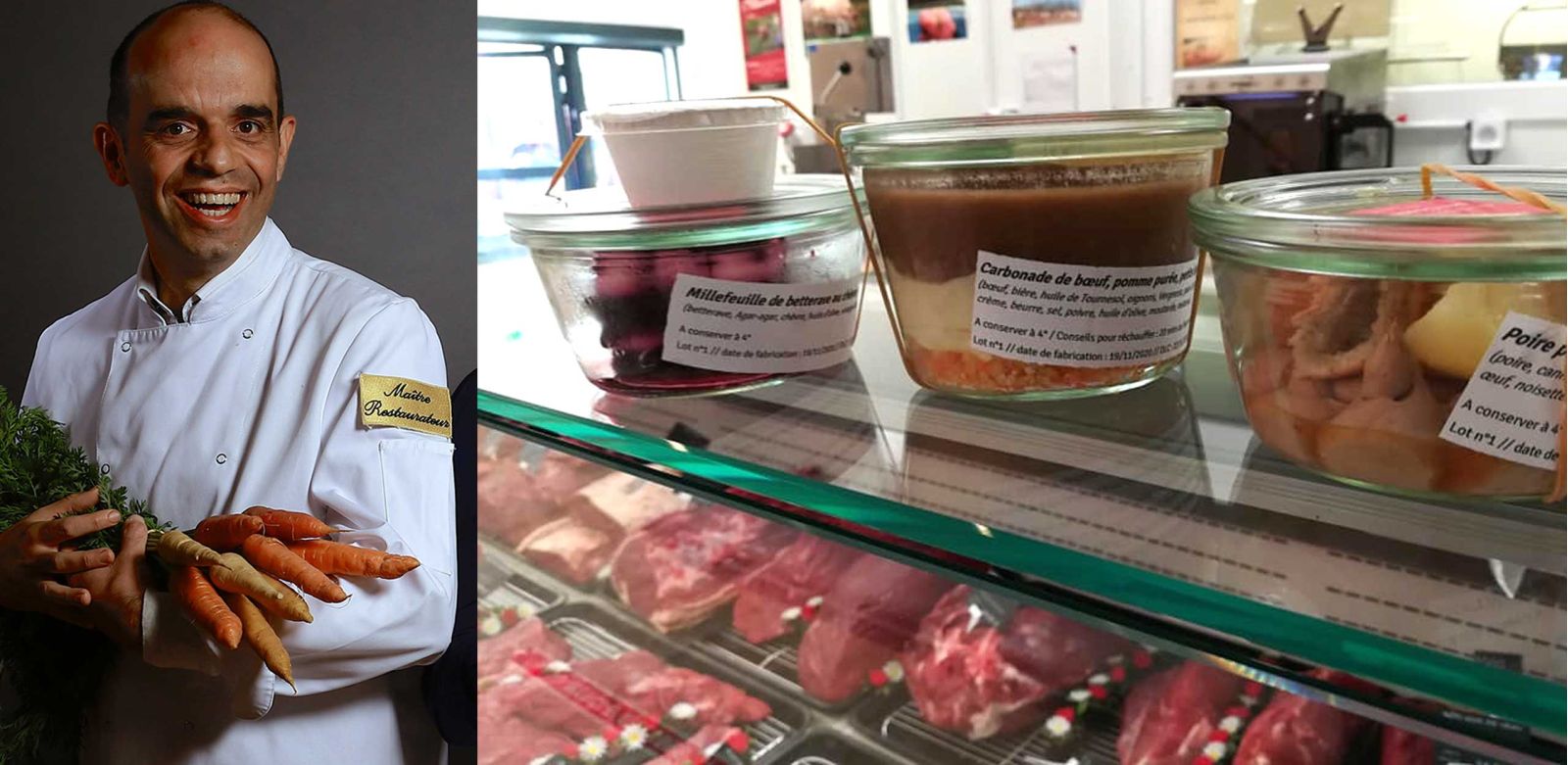 Le chef concocte de bons petits plats a emporter à base de viande de boeuf